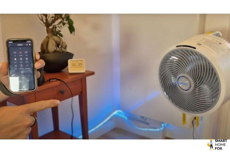 SwitchBot Hub 3 steuert einen nicht App-fähigen Ventilator, per Infrarot integration per Infrarot im Test.